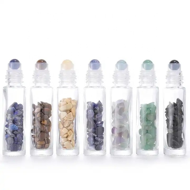 Roller Bottles Manufacturer - OEM 10ml Clear Glass Gemstone Essential Oil