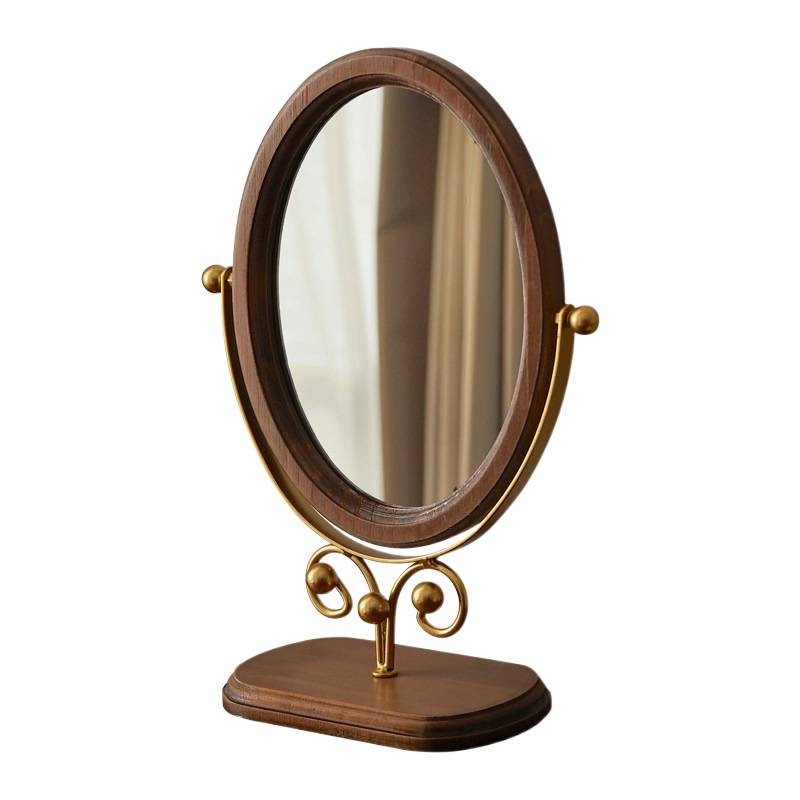 Wooden Vanity Mirror Factory - OEM Vintage Solid Wood Rotatable Standing