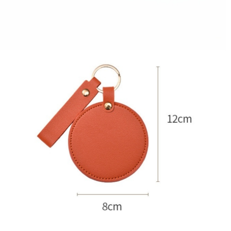 Travel Mirror Supplier - OEM Small Round PU Leather Folding Cosmetic