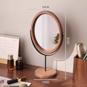 Tabletop Mirror Supplier - OEM Single-Sided Wooden Round Base Stand