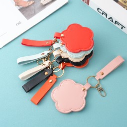 Pocket Mirror Manufacturer - Bulk Custom Logo PU Leather Rotating Keychain