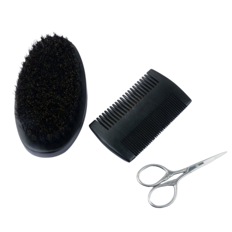 Men's Grooming Set Supplier - Bulk Oval Wood Beard Brush Hair Scissor