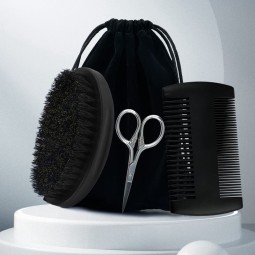 Men's Grooming Set Supplier - Bulk Oval Wood Beard Brush Hair Scissor