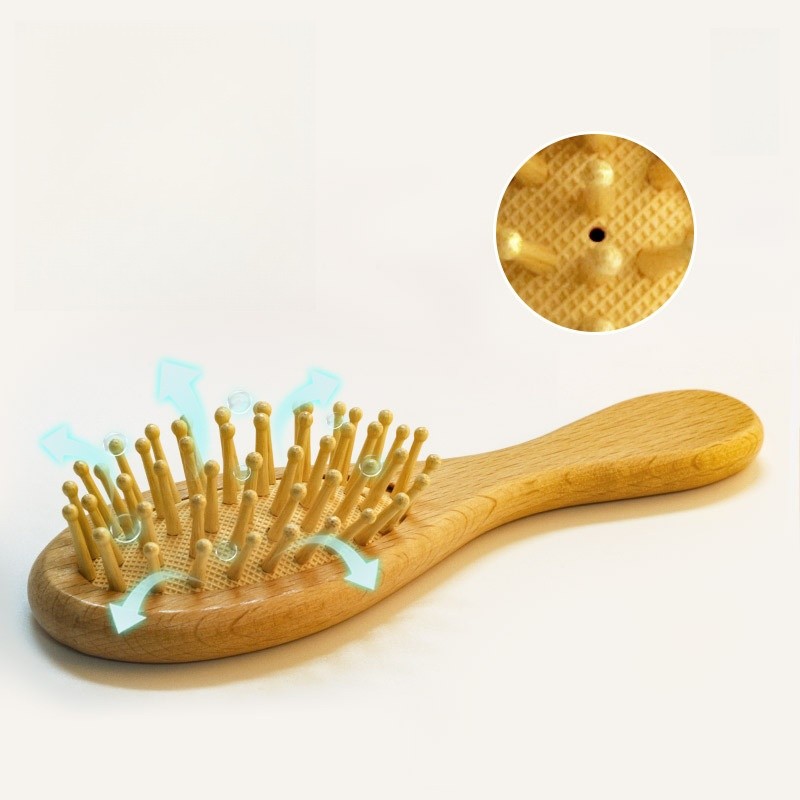 Children Hair Brush Factory - OEM Soft Wooden Comb Natural Fiber Bristles