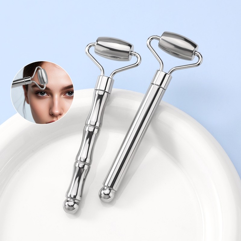 Facial Roller Manufacturer - Bulk Dual-Ended Silver Wrinkle Lifting Massager