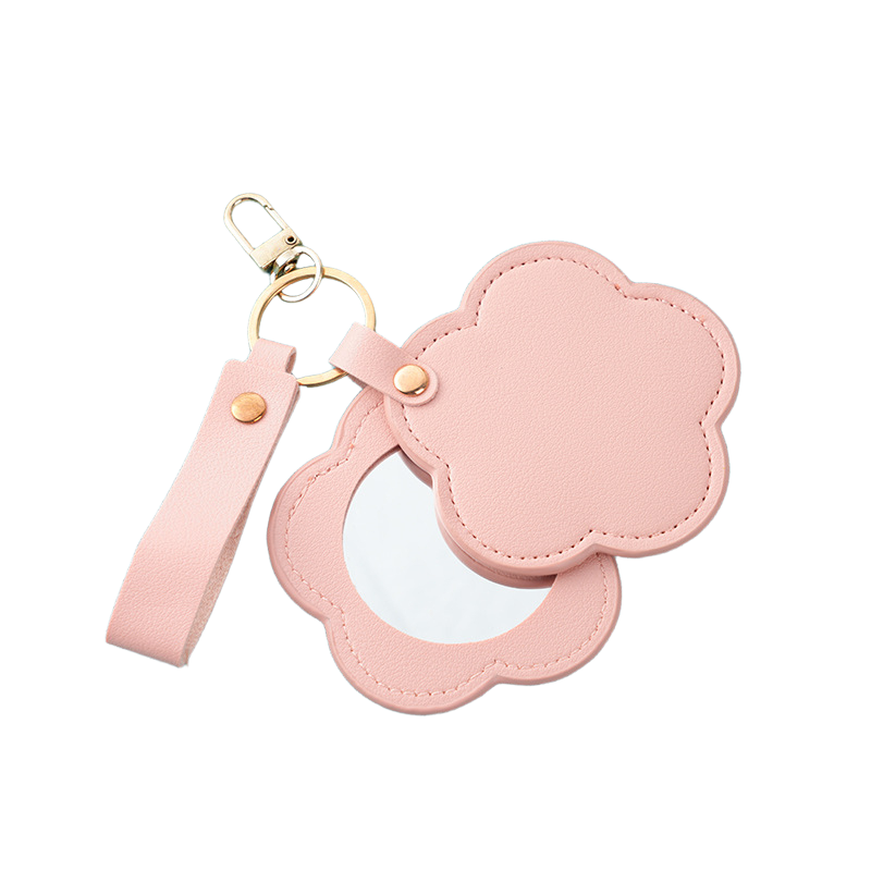 Pocket Mirror Manufacturer - Bulk Custom Logo PU Leather Rotating Keychain