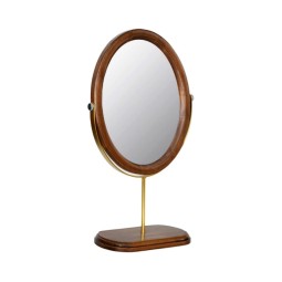 Rotatable Mirror Manufacturer - OEM Vintage Oval 360° Wood Gold Accents