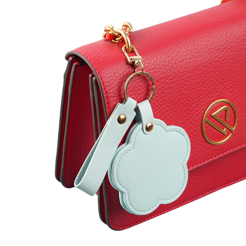Pocket Mirror Manufacturer - Bulk Custom Logo PU Leather Rotating Keychain