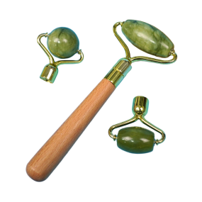 Jade Roller Supplier - Bulk Single-Head Wooden Handle Meridian Massager