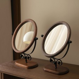 Wooden Vanity Mirror Factory - OEM Vintage Solid Wood Rotatable Standing