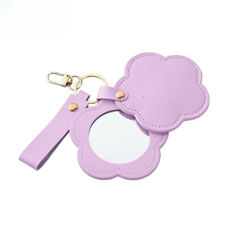 Pocket Mirror Manufacturer - Bulk Custom Logo PU Leather Rotating Keychain