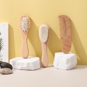 Children Hair Brush Factory - OEM Soft Wooden Comb Natural Fiber Bristles