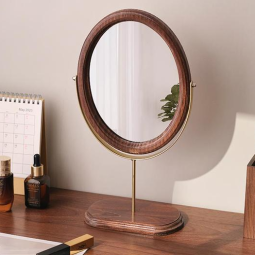Oval Desktop Mirror Manufacturer - Bulk Personalized Wooden Free-Standing Silver