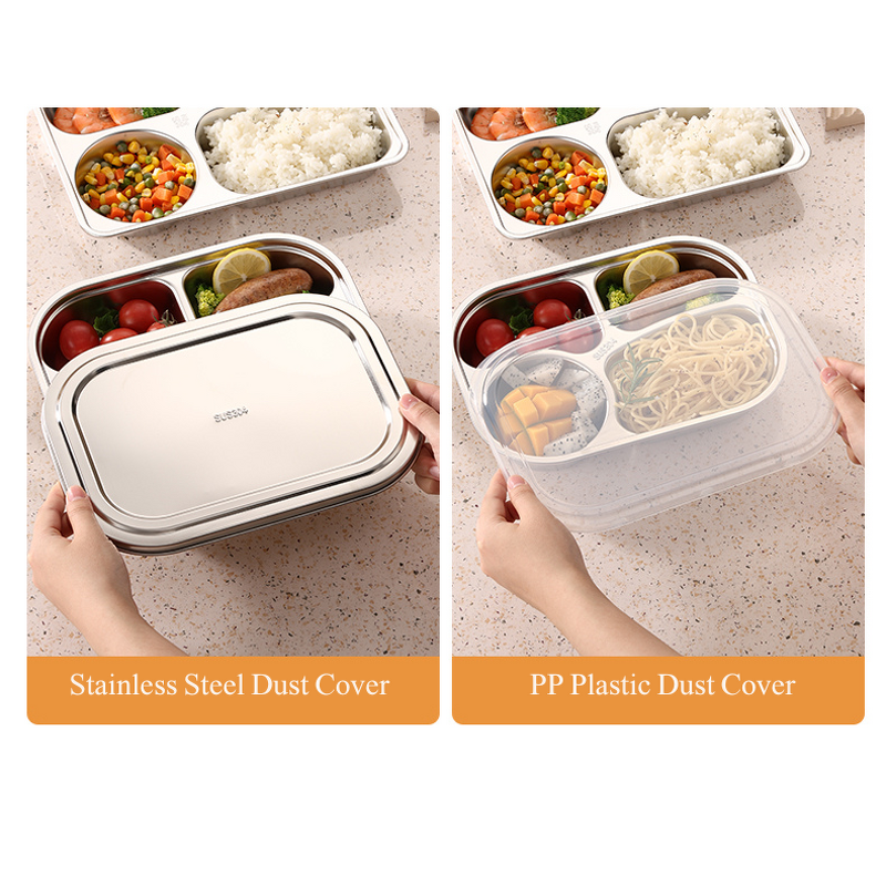 School Lunch Box Manufacturer - OEM/ODM Custom Stainless Steel 4 Grids with Lid