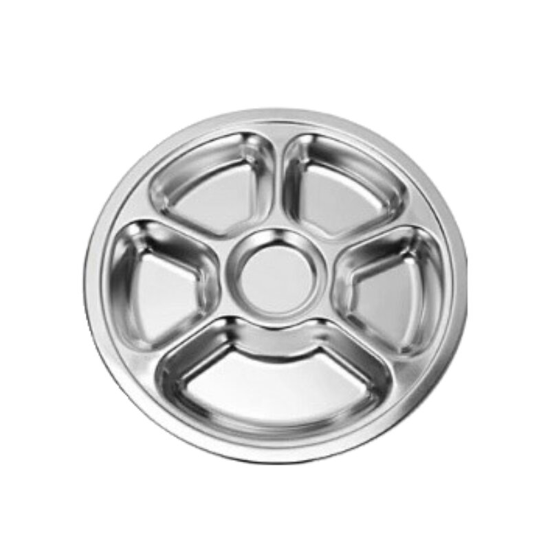 Dinner Tray Set Manufacturer - OEM/ODM Custom 5-6 Grids Round Stainless Steel