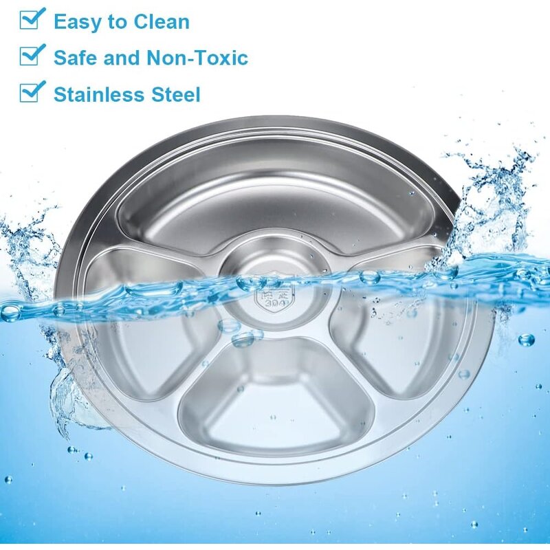 Dinner Tray Set Manufacturer - OEM/ODM Custom 5-6 Grids Round Stainless Steel