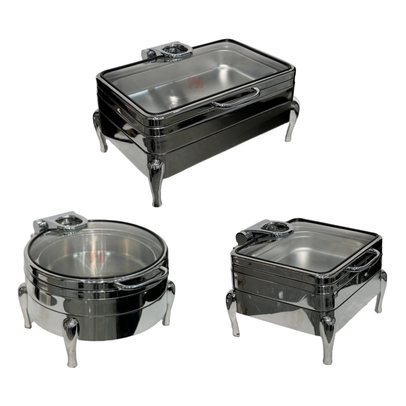 Hydraulic Chafing Dish Manufacturer - OEM/ODM Custom Fuel Type Color Glass Lid