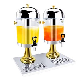 Cold Juice Dispenser Manufacturer - OEM/ODM Commercial 2*8L Half Gold Stainless