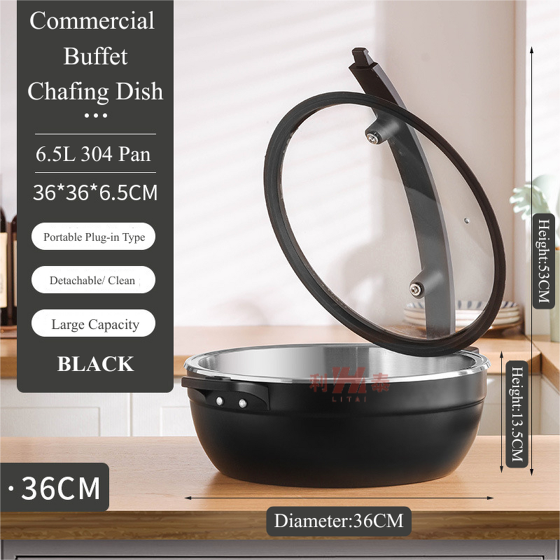 Mini Chafing Dish Manufacturer - OEM/ODM Custom Black Round 32-36CM Portable
