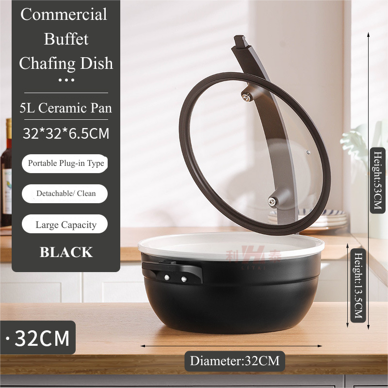 Mini Chafing Dish Manufacturer - OEM/ODM Custom Black Round 32-36CM Portable