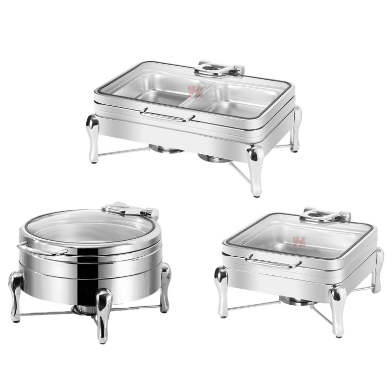 Hydraulic Chafing Dish Manufacturer - OEM/ODM Custom Fuel Type Color Glass Lid