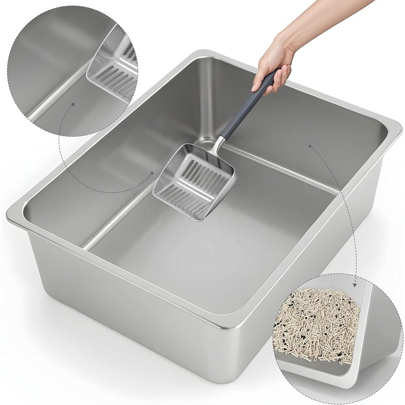 Pet Litter Box Manufacturer - OEM/ODM Custom Deep Stainless Steel Easy Clean