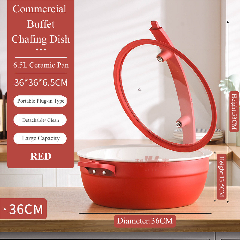 Mini Buffet Warmer Manufacturer - OEM/ODM Custom Red Round Steam Heated Optional