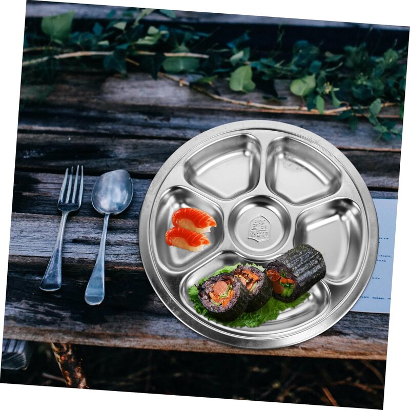 Dinner Tray Set Manufacturer - OEM/ODM Custom 5-6 Grids Round Stainless Steel