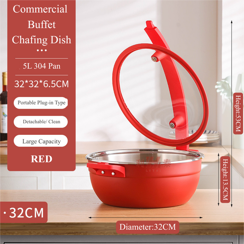 Mini Buffet Warmer Manufacturer - OEM/ODM Custom Red Round Steam Heated Optional