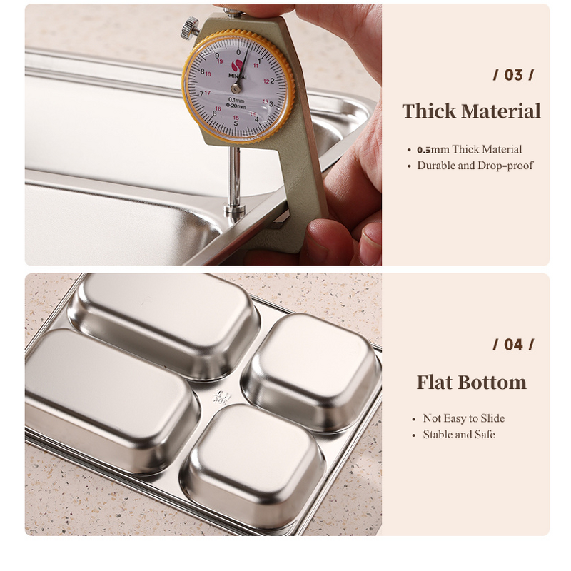 Fast Food Tray Manufacturer - OEM/ODM Custom Multi-size 4 Compartments Stainless