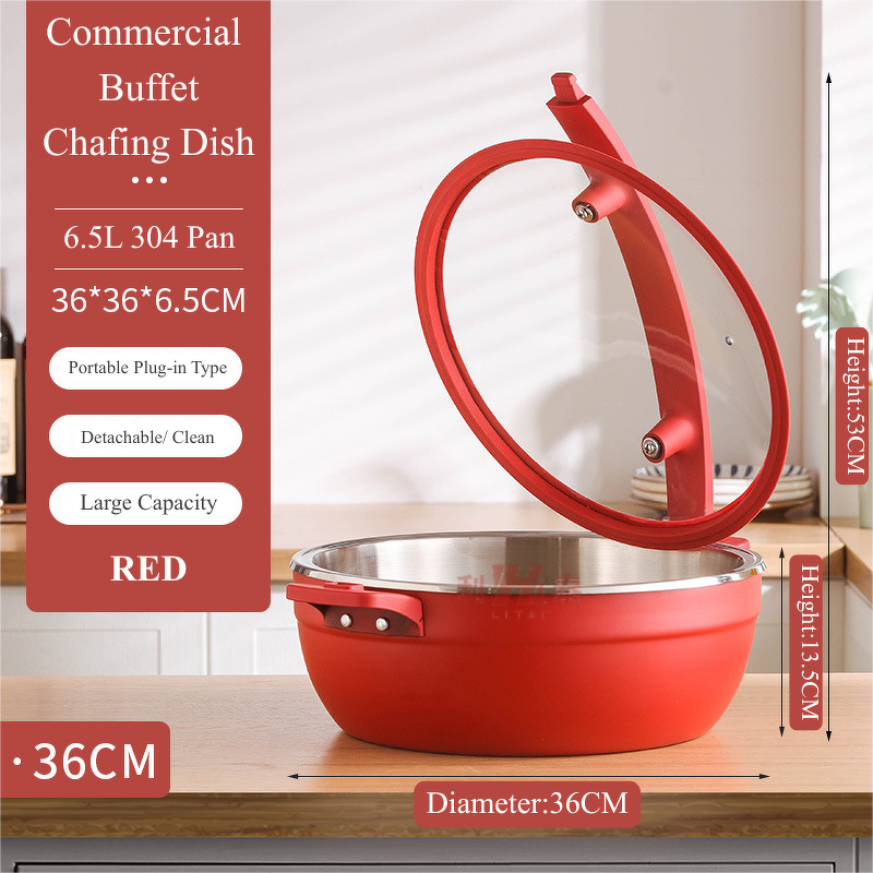 Mini Buffet Warmer Manufacturer - OEM/ODM Custom Red Round Steam Heated Optional