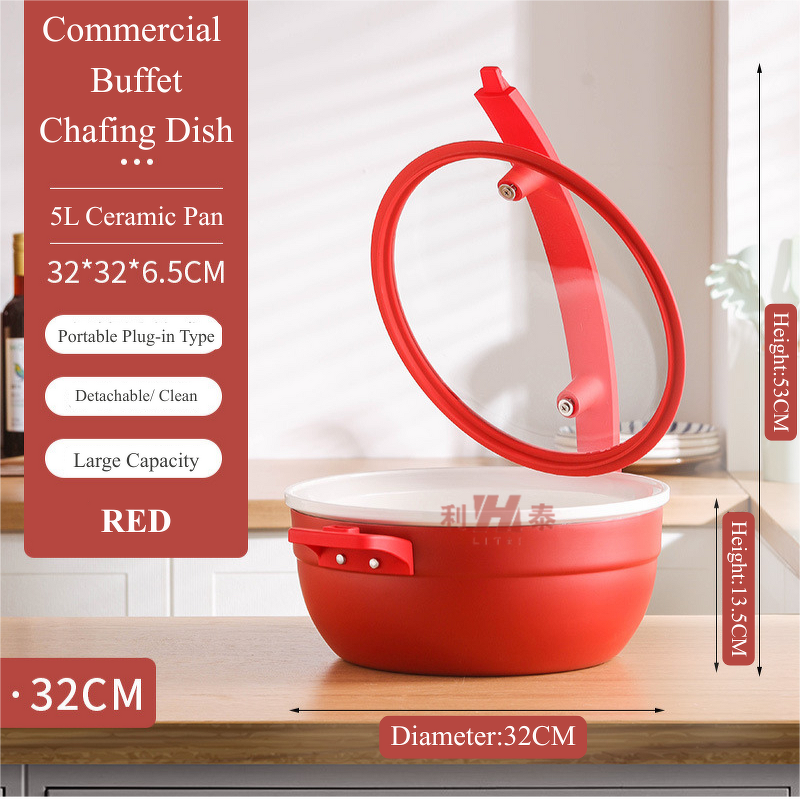 Mini Buffet Warmer Manufacturer - OEM/ODM Custom Red Round Steam Heated Optional