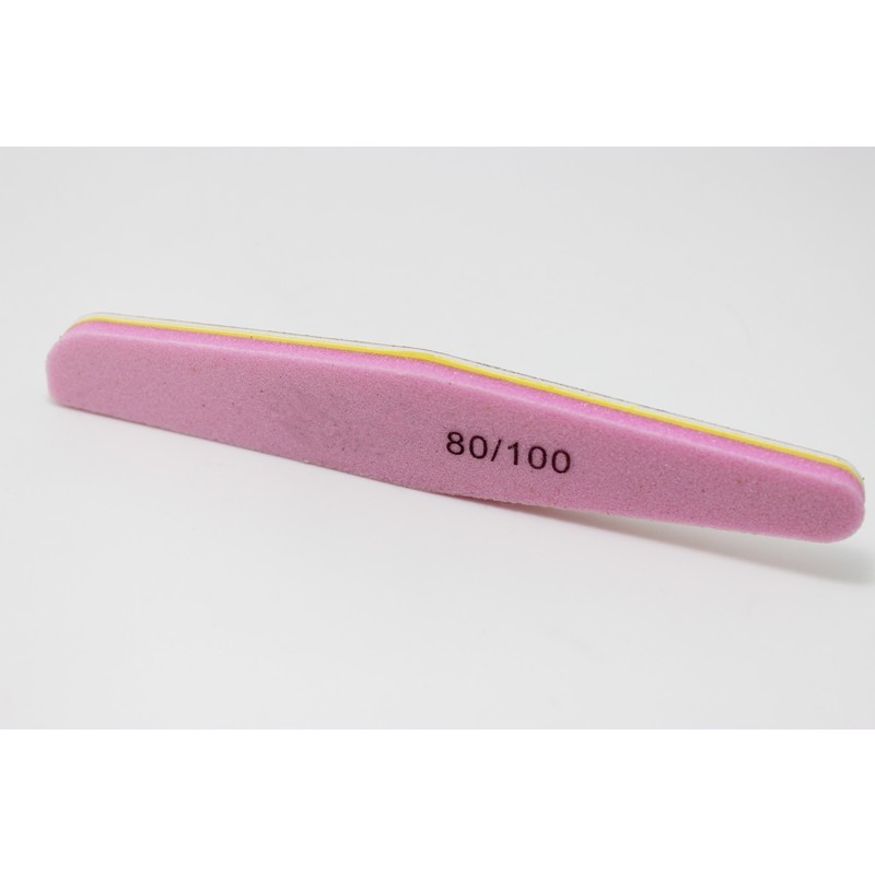 Sponge Nail File Supplier - Bulk pink Grit 80/100 Double Side