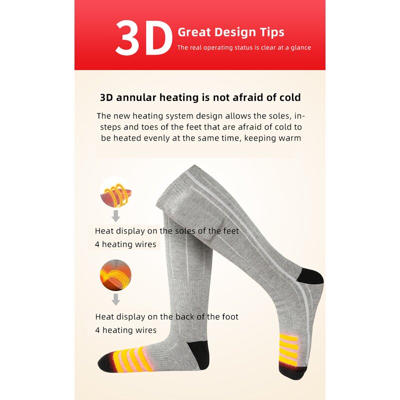 Electric Heated Socks Manufacturer - OEM/ODM Rechargeable 4000mAh Ski Socks
