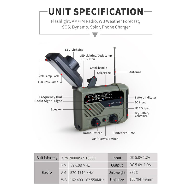Emergency Radio Manufacturer - OEM/ODM Hand Crank Solar AM/FM Radio