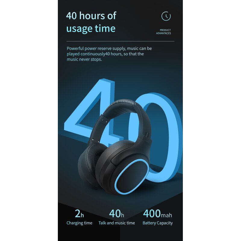 Foldable Wireless Headphone Manufacturer - OEM/ODM 40+ Hours BT Stereo Headset