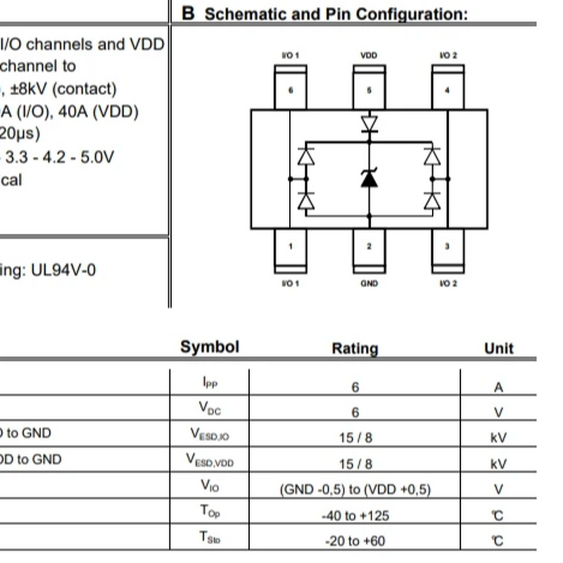 TVS Diode Factory - OEM 82400102 5V 7.7V SOT-23 6Pin