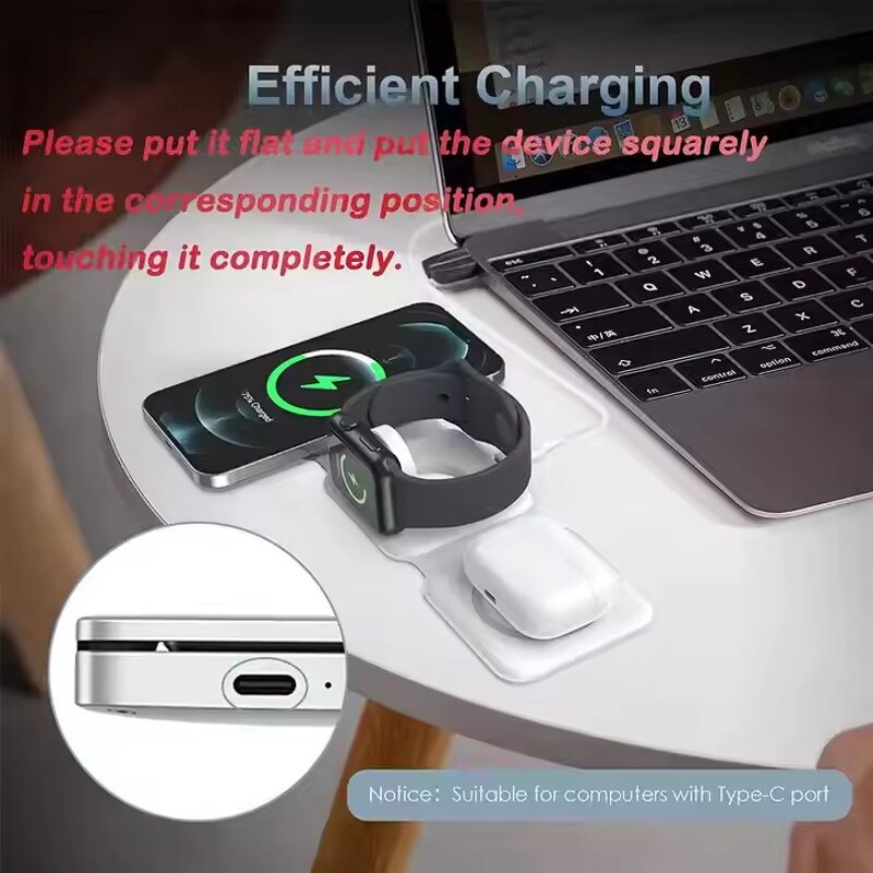 Magnetic Charging Pad Manufacturer - OEM/ODM Foldable 3 in 1 for iPhone 15/14