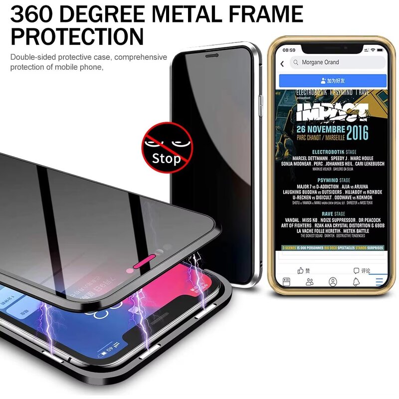 Anti-peep Phone Case Manufacturer - OEM/ODM Double Glass Magnetic for iPhone 15