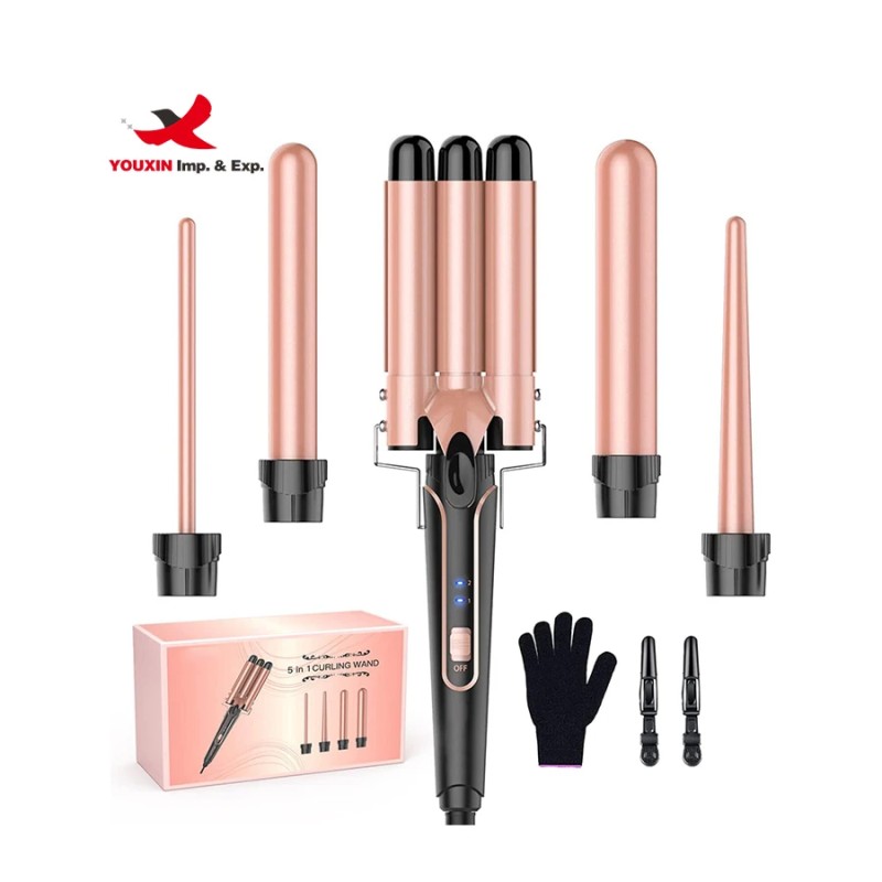 Hair Curler Manufacturer - OEM 5 in 1 Interchangeable Three Barrel