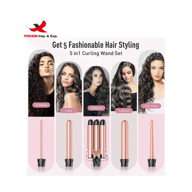 Hair Curler Manufacturer - OEM 5 in 1 Interchangeable Three Barrel
