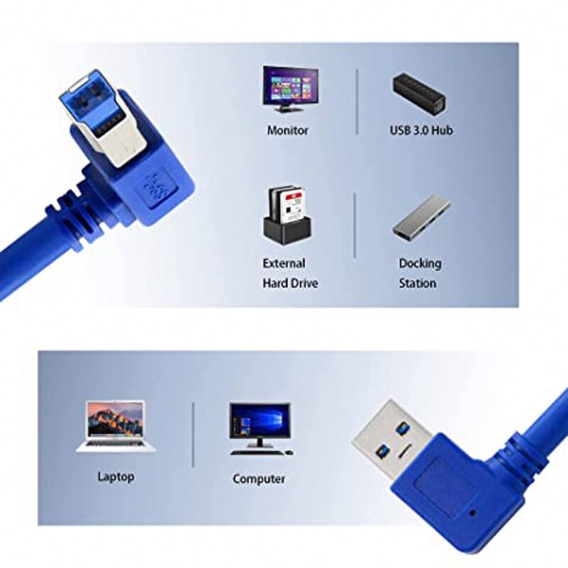 USB Cable Factory - OEM 90 Degree Right Angle USB 3.0 a Male to B Male