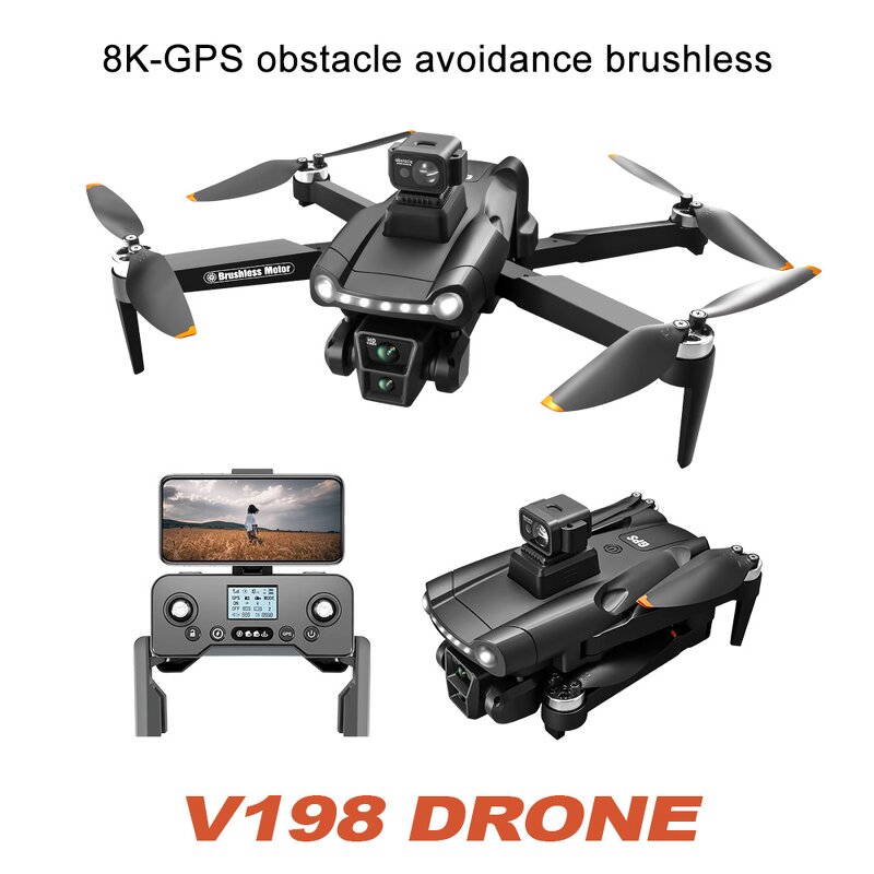 GPS Drone Factory - OEM V198 3 Axis Brushless Pan Tilt 5G Wifi