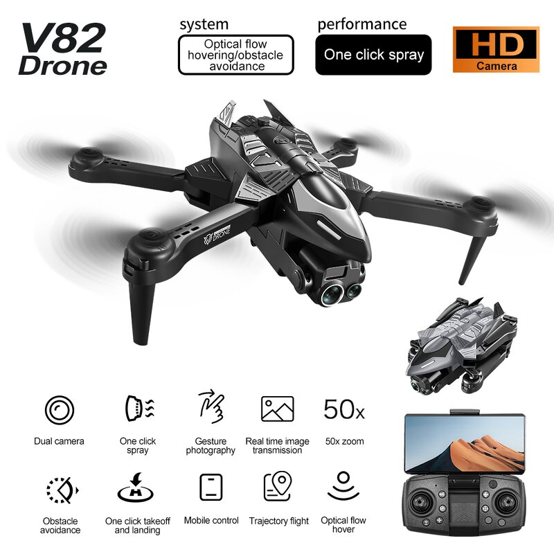 Obstacle Avoidance Drone Manufacturer - OEM V82 4K HD Three Cameras Foldable