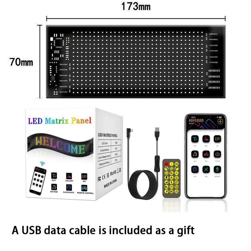 Programmable LED Sign Factory - OEM/ODM 14.7"x3.6" Scrolling USB APP Control Digital