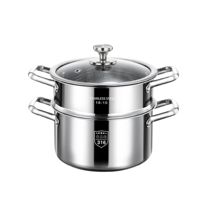 Stock Pot Manufacturer - OEM/ODM 316 Stainless Steel Double Bottom Soup Pot for Induction