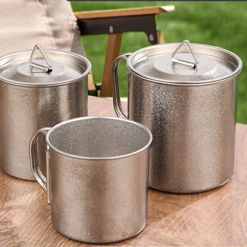 Titanium Tumbler Factory - OEM/ODM Custom Logo Pure Titanium Handle Lid 6-12 Hours Thermal