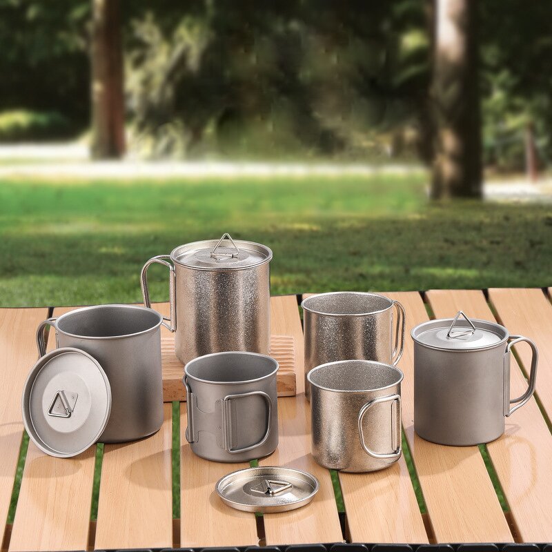 Titanium Tumbler Factory - OEM/ODM Custom Logo Pure Titanium Handle Lid 6-12 Hours Thermal