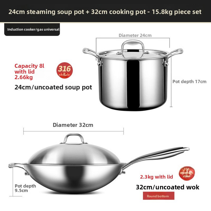 Cookware Set Factory - OEM/ODM 316 Stainless Steel Wok Snow Pan for Sale