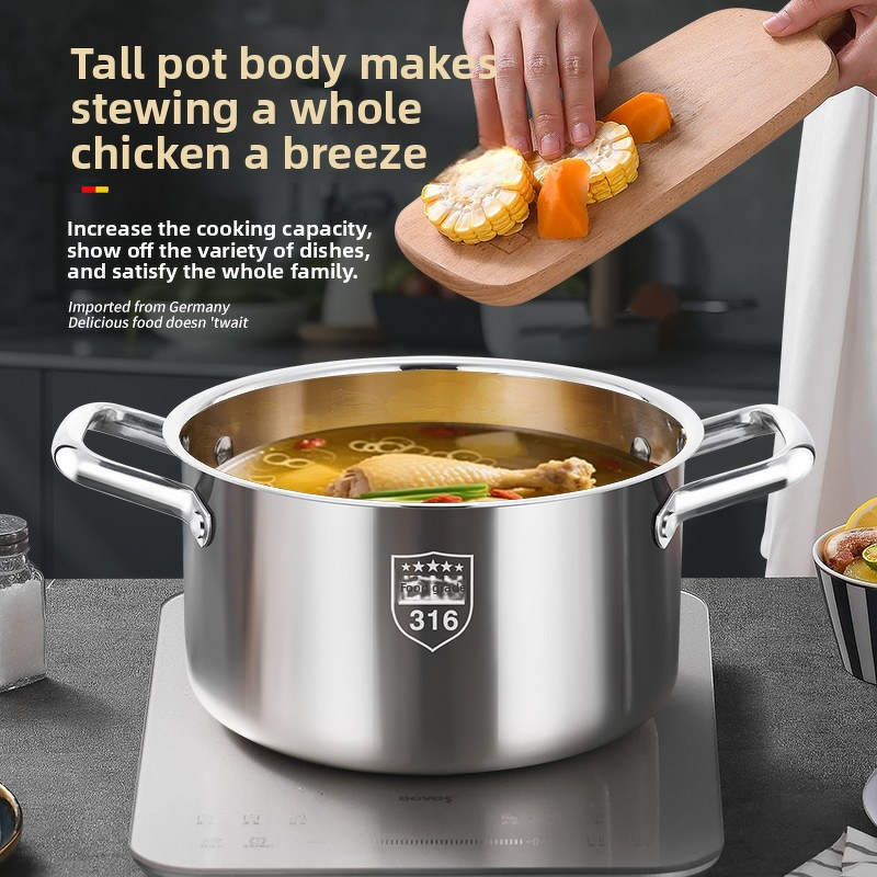 Stock Pot Manufacturer - OEM/ODM 316 Stainless Steel Double Bottom Soup Pot for Induction